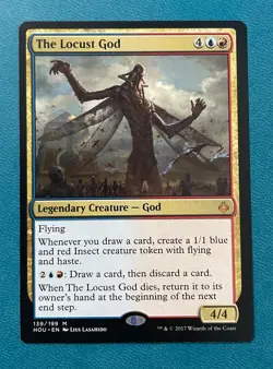 MTG NM The Locust God, Hour of Devastation, Regular, English - Image 1