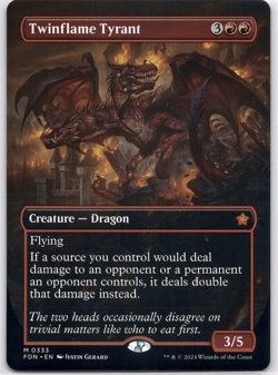 Twinflame Tyrant (Borderless) [Foundations] (FDN) [MTG] Magic 333 - Image 1