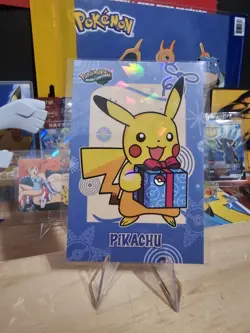 Pokemon Merry Christmas Card Database - Pikachu Christmas Holding Blue Present - Image 5