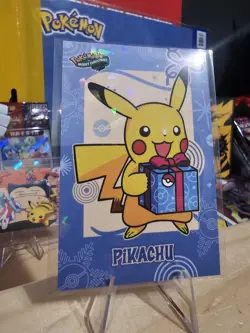 Pokemon Merry Christmas Card Database - Pikachu Christmas Holding Blue Present - Image 6