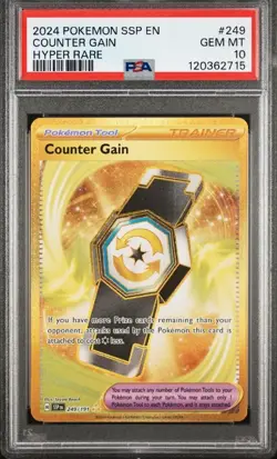 2024 Pokemon Surging Sparks Counter Gain Hyper Rare PSA 10 - Image 1