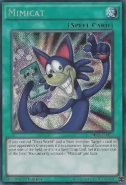 Yugioh-Mimicat-Secret Rare-1st Edition-DRL2 EN027 (NM) - Image 1