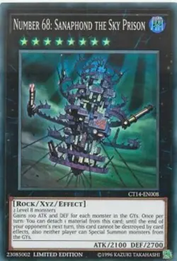 Yugioh-Number 68: Sanaphond the Sky Prison-Super-Limited Edition-CT14 EN008 (NM) - Image 1