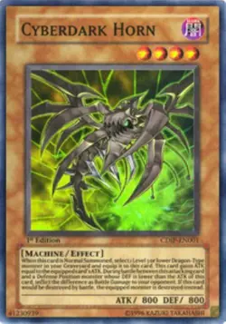 Yugioh-Cyberdark Horn-Super Rare-1st Edition-CDIP EN002 (LP) - Image 1