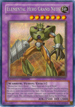 Yugioh-Elemental Hero Grand Neos-Secret Rare-Limited Edition-CT04 EN001 DAMAGED - Image 1