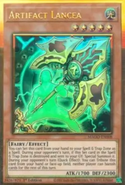 Yugioh-Artifact Lancea-Gold Rare-1st Edition-MAGO EN008 (LP) - Image 1