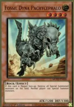 Yugioh-Fossil Dyna Pachycephalo-Gold Rare-1st Edition-MGED EN008 (LP) - Image 1