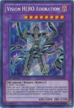 Yugioh-Vision HERO Adoration-Secret Rare-1st Edition-GENF EN096 (MP) - Image 1