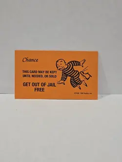 1996 Monopoly Get Out Of Jail Free Chance Replacement Card - Image 1