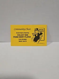 1996 Monopoly Collect $50 From Every Player Community Chest Replacement Card - Image 1