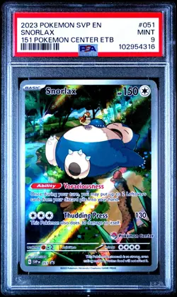 2023 POKEMON SVP POKEMON CENTER ETB EN-SV BLACK STAR PROMO #051 SNORLAX PSA 9 - Image 1