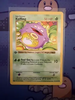 Pokemon Koffing 51/102 1st Edition Shadowless Base Set Card Unplayed Near Mint - Image 1