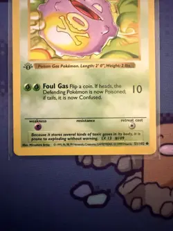 Pokemon Koffing 51/102 1st Edition Shadowless Base Set Card Unplayed Near Mint - Image 4