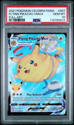 2021 Pokemon Celebrations Full Art Flying Pikachu Vmax PSA 10 Gem Mint #7 - Image 1