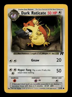 Dark Raticate 51/82 - LP - Team Rocket, WOTC Pokemon - Image 1