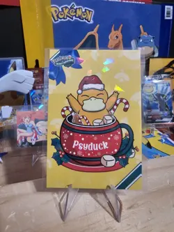 Pokemon Merry Christmas Card Database - Santa Hat Psyduck - Image 1