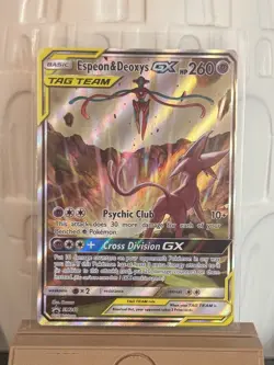 Espeon & Deoxys GX SM240 Black Star Promo Holo - TAG TEAM Pokémon Card NM - Image 1