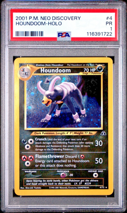 PSA 1 PR 2001 Neo Discovery Houndoom 4/75 Holo Foil WOTC Pokemon - Image 1