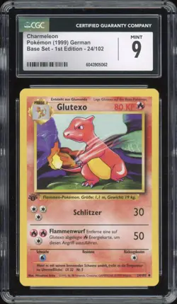 1999 Pokemon GERMAN 1st Edition Base Set Glutexo-Charmeleon 24/102 CGC 9 MINT 2 - Image 1