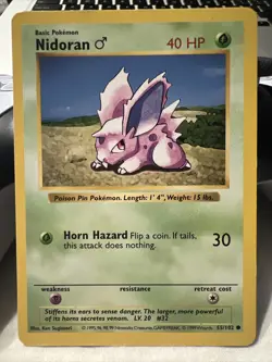 NIDORAN~Non-Holo~1999 WOTC Pokemon Card 55/102 Base Set Shadowless - Image 1