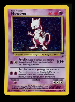 #3 Mewtwo 10/130 Base Set 2 2000 Holo Rare WOTC Pokemon Card TCG - Image 1