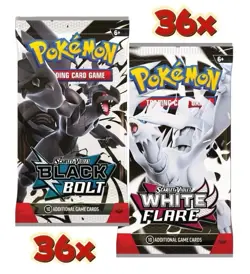 Pokemon - 36x Black Bolt + 36x White Flare Booster + Free White Flare Binder - Image 1