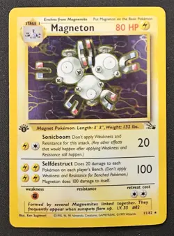 1st Edition Magneton 11/62 Fossil Holo Rare Pokemon Trading Card Game 1999 NM - Image 1