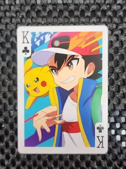 Ash Pikachu Pokemon Playing Card Poker Card TCG King Of Clubs Mint - Image 1