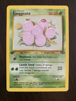 Pokemon 1st Edition Exeggcute Card 52/64 Jungle Set WOTC-LP - Image 1
