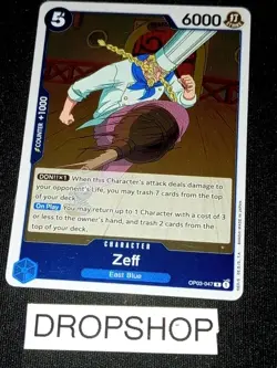 CARTE ONE PIECE ANGLAISE OP03-047 ZEFF MINT OP03 ENGLISH CARD - Image 1