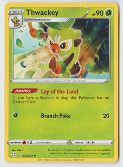 2021 Pokemon Shining Fates Thwackey 012/072 NH U - Image 1