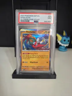 PSA 9 MINT Hawlucha STAFF Prerelease Promo Scarlet & Violet Base Pokemon Card - Image 1