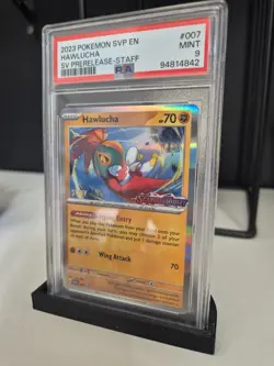 PSA 9 MINT Hawlucha STAFF Prerelease Promo Scarlet & Violet Base Pokemon Card - Image 2