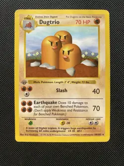 1999 Pokemon Base Set Dugtrio 1st Edition Shadowless 19/102 HP - Image 1