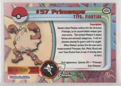 Primeape Topps Chrome Pokemon TV Animation Edition #57 2000 07sf - Image 2