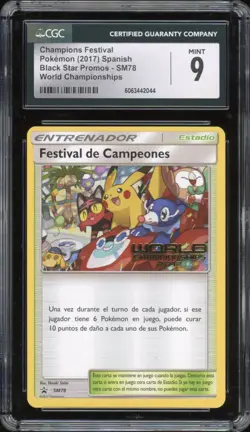 2019 Pokemon SPANISH Worlds Champions Festival de Campeones SM78 CGC 9 MINT - Image 1