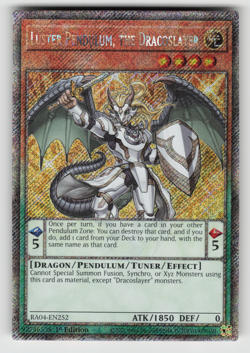 Luster Pendulum, the Dracoslayer Yugioh RA04-EN252 Platinum Secret Rare PSR NM - Image 1