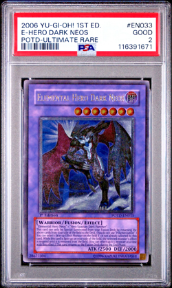 PSA 2 1ST EDITION ULTIMATE RARE Elemental Hero Dark Neos POTD-EN033 YUGIOH 2006 - Image 1