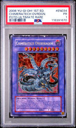 PSA 1 1ST EDITION ULTIMATE RARE Chimeratech Overdragon POTD-EN034 YUGIOH 2006 - Image 1
