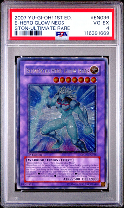 PSA 4 1ST EDITION ULTIMATE RARE Elemental Hero Glow Neos STON-EN036 YUGIOH 2007 - Image 1