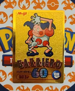 Mr. Mime Barrierd Pokemon Meiji Gold Foil Card Japanese Chocolate Promo 2000 LP - Image 1