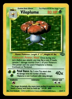 Vileplume 15/64 Holo Rare Jungle Set Pokemon Card - Image 1