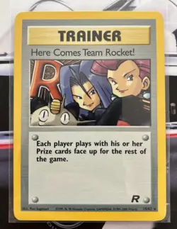 Pokemon holo Team Rocket Trainer Here Comes Team Rocket 15/82 Rare Card - Image 1