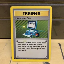 Pokemon Computer Search Trainer Card 71/102 Rare Base Set A Non Holo Stained - Image 1