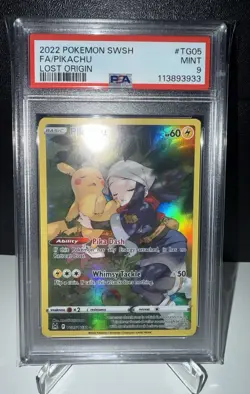 2022 Pokemon Pikachu TG05 Lost Origin SWSH Trainer’s Gallery PSA 9 MINT Card - Image 1