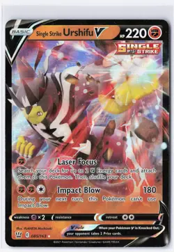 Single Strike Urshifu v 085/163 Battle Styles Holo Ultra Rare 2021 Pokemon TCG - Image 1
