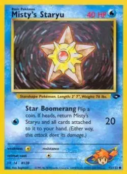 Misty's Staryu - 92/132 - Common - Unlimited Edition LP, English Pokemon Gym Cha - Image 1
