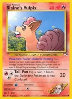 Blaine's Vulpix - 65/132 - Common - Unlimited Edition NM, English Pokemon Gym He - Image 1