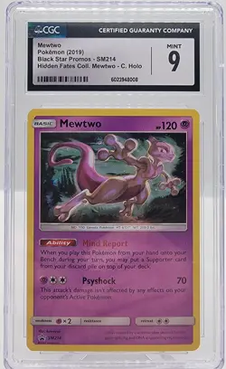 Pokemon Mewtwo Hidden Fates Coll. Cosmos Holo Promo SM214 CGC 9 MINT - Image 1