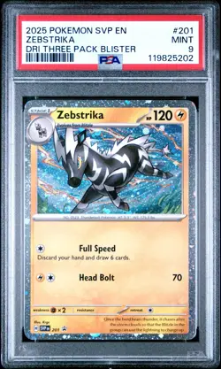 Pokemon TCG Zebstrika SVP 201 DRI Three Pack Blister Cosmos Holo Promo - PSA 9 - Image 1
